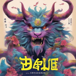 A fantasy beast on a book cover with cool text at the bottom that says '回收异形后我成神了'