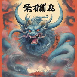 A fantasy beast on a book cover with cool text at the bottom that says '回收异形后我成神了'