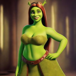 Create an image of Fiona from Shrek looking sexy