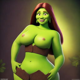 Create an image of Fiona from Shrek looking sexy