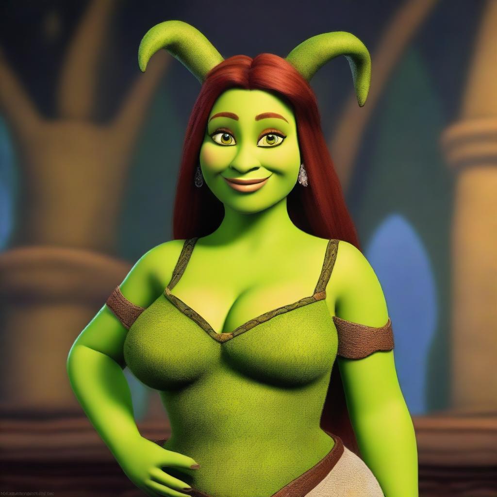 Create an image of Fiona from Shrek looking sexy