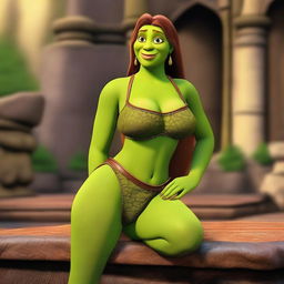 Create a 3D image of Fiona from Shrek looking sexy