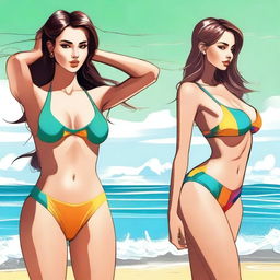 Create an image of a female character in a swimsuit