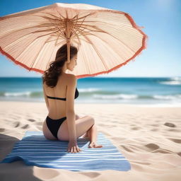 A person wearing a bikini on a sunny beach