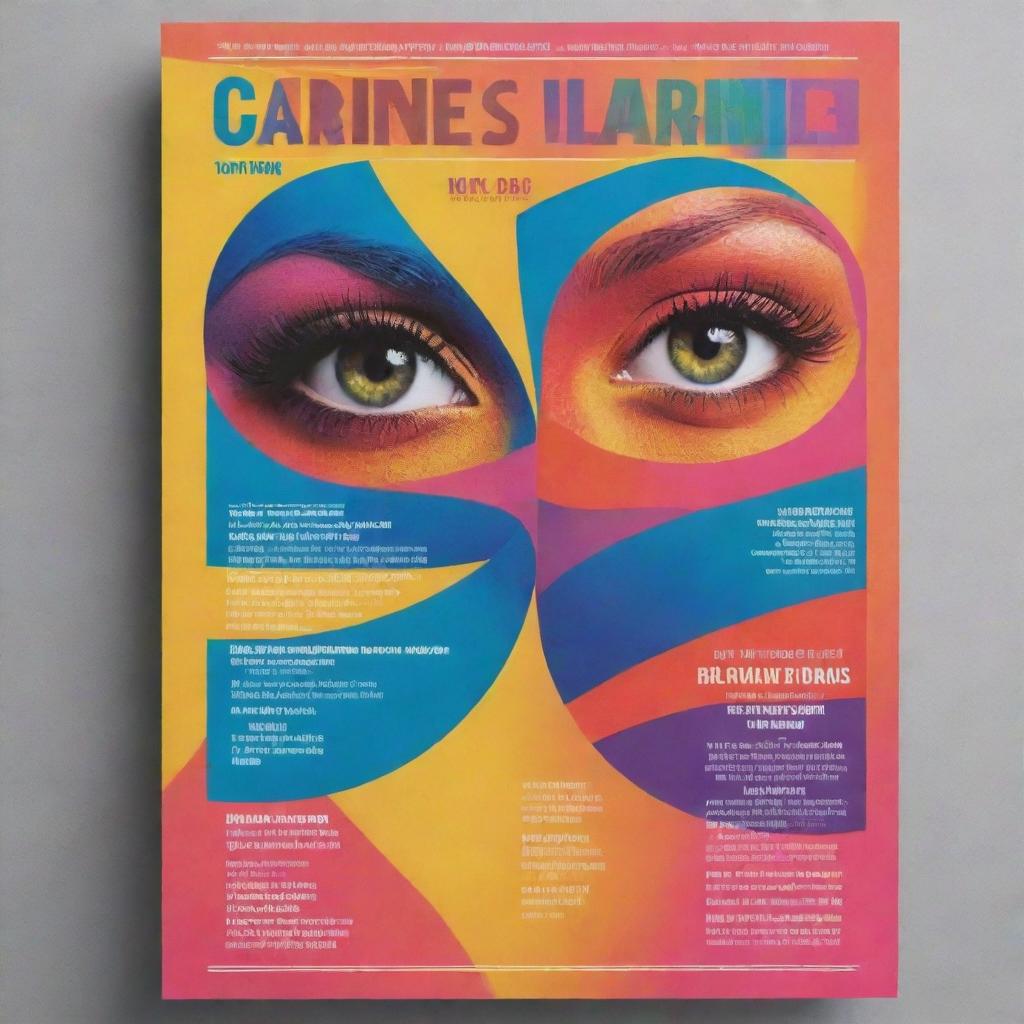 A colorfully vibrant, eye-catching poster with an avant-garde design, prominently displaying the key event details on a visually appealing backdrop.