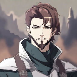 An ex-soldier from a fantasy empire, in anime style