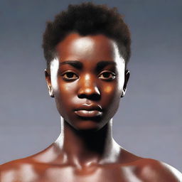 Create an image of a character with brown skin and a burn mark on their left eye