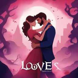 Create a book cover titled "Lovers" in an animation style