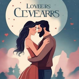 Create a book cover in an animation style titled 'Lovers'