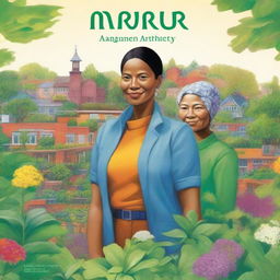 A novel cover illustration featuring Maya, a community gardener, and Kai, a visionary architect