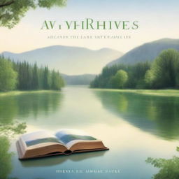 A serene and peaceful book cover featuring a tranquil landscape with a calm lake, surrounded by lush greenery and gentle hills