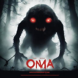 A horror film poster depicting a terrifying creature known as 'Oma'