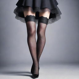 A realistic depiction of a girl wearing stockings