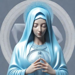 Create an image of the Virgin Mary with a gray alien face