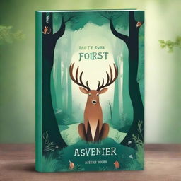 Create a captivating book cover featuring an enchanting forest with mystical creatures