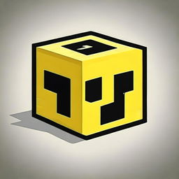 Create a minimalistic pixel art image featuring a Lucky Block from Minecraft