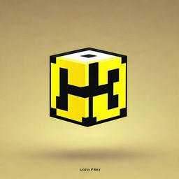 Create a minimalistic pixel art image featuring a Lucky Block from Minecraft