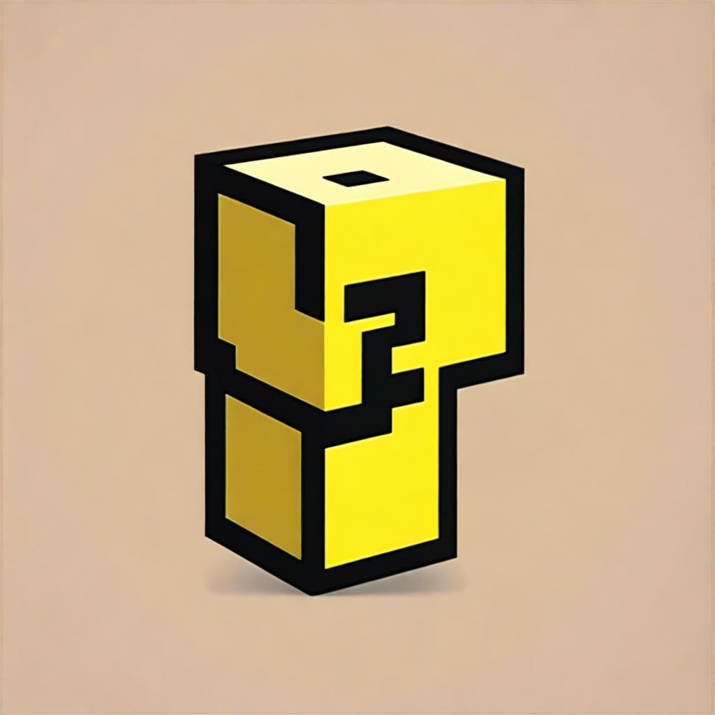 Create a minimalistic pixel art image featuring a Lucky Block from Minecraft