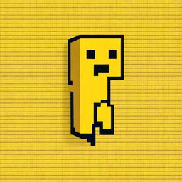 Create a minimalistic pixel art image featuring a yellow block with the Minecraft question mark pattern