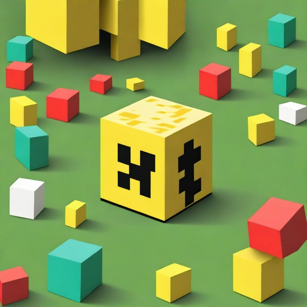 Create an image featuring a Minecraft Lucky Block