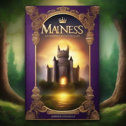 Create a fantasy royalty book cover with the title 'MADNESS'