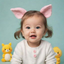 Enhance the existing image by adding elements of adorable animals or cute cartoon characters to increase cuteness factor.