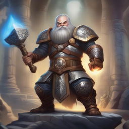 A detailed and heroic depiction of a dwarf paladin from Dungeons & Dragons