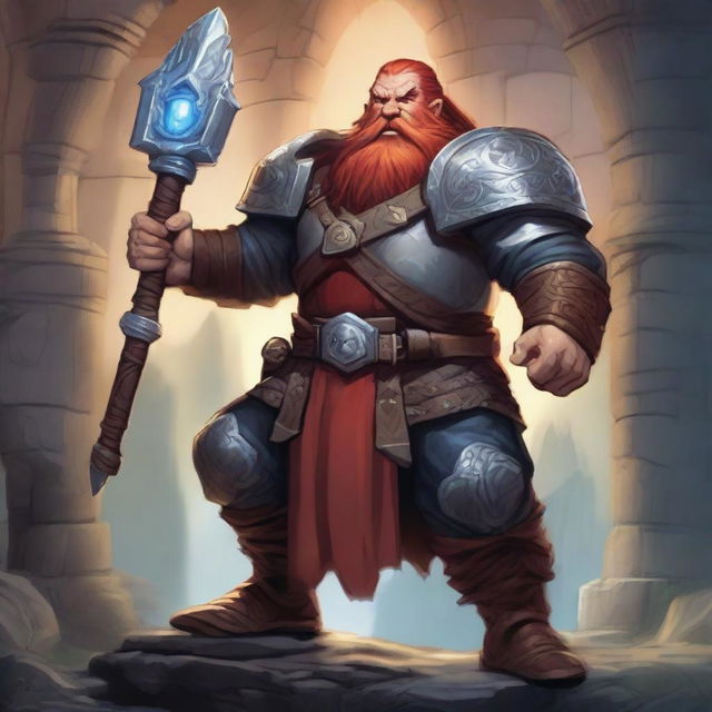 A detailed and heroic depiction of a dwarf man from Dungeons & Dragons