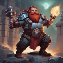 A detailed and heroic depiction of a dwarf man from Dungeons & Dragons