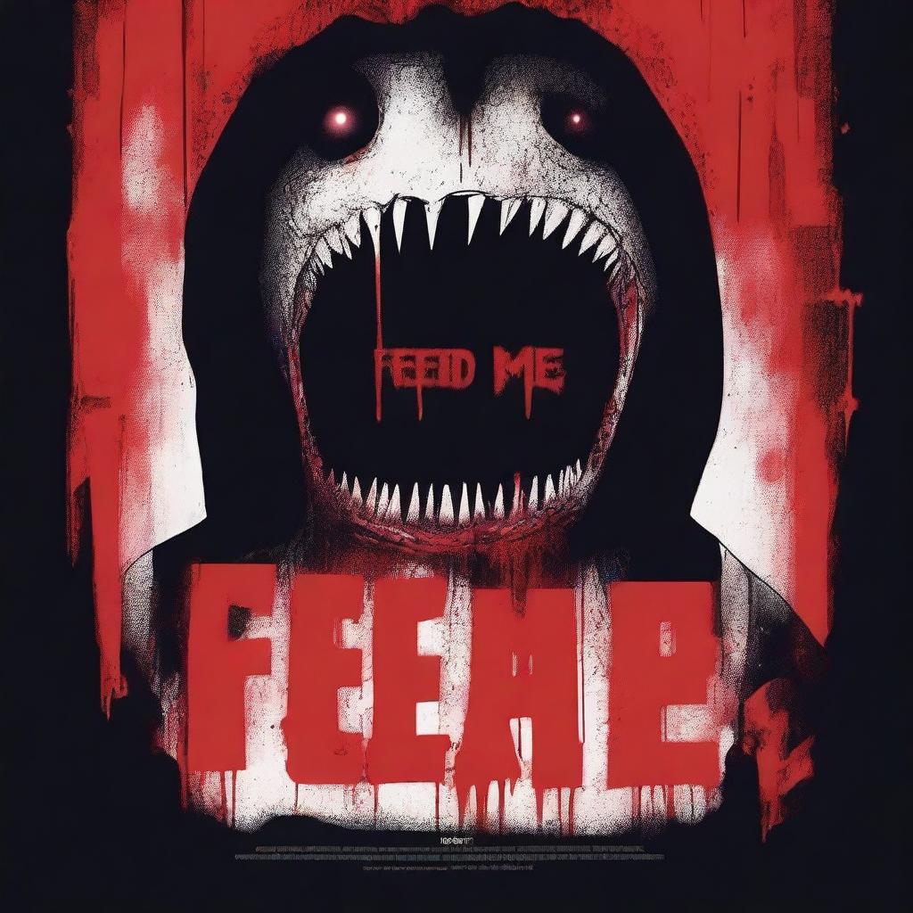 Create a horror film poster for a movie titled 'FEED ME'