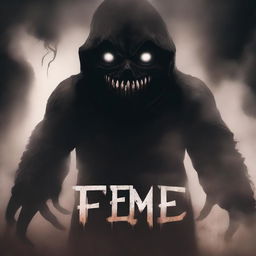 Create a horror film poster titled 'FEED ME' featuring a menacing smoke demon