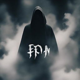 Create a horror film poster featuring a cloaked figure emerging from smoke