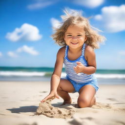 A young girl enjoying her time at the beach