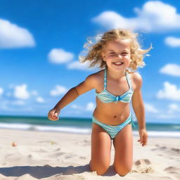 A young girl enjoying her time at the beach