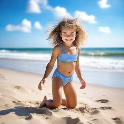 A young girl enjoying her time at the beach