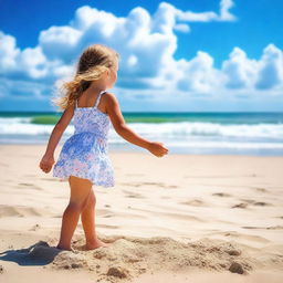 A young girl enjoying her time at the beach