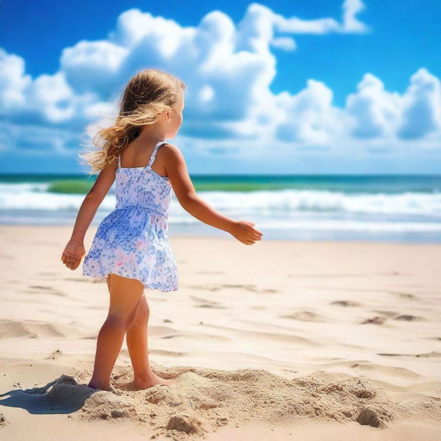 A young girl enjoying her time at the beach