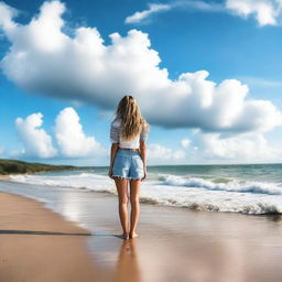 An 18-year-old girl enjoying her time at the beach