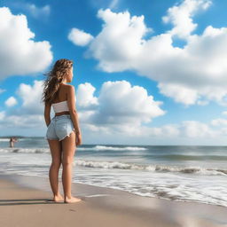 An 18-year-old girl enjoying her time at the beach