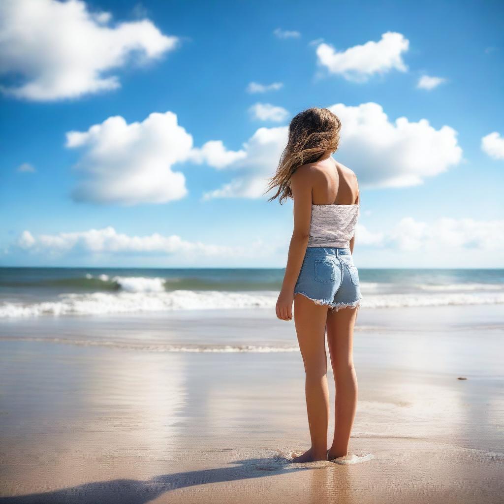 An 18-year-old girl enjoying her time at the beach