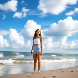 An 18-year-old girl enjoying her time at the beach