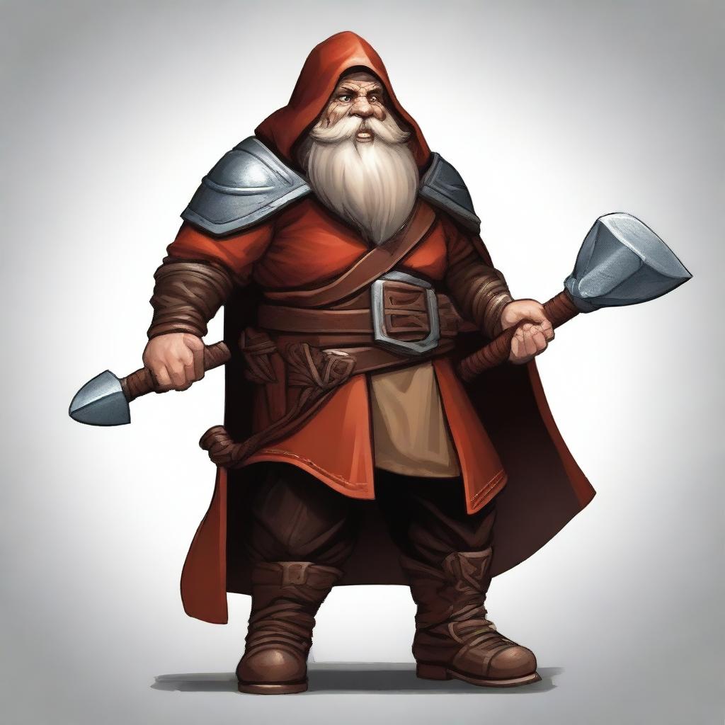 Create a detailed and realistic character illustration of a large dwarf