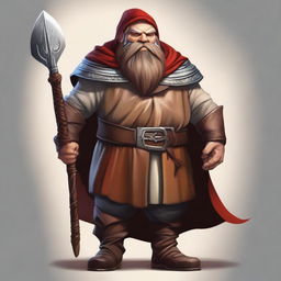 Create a detailed and realistic character illustration of a large dwarf