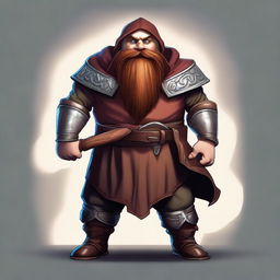 Create a detailed and realistic character illustration of a large dwarf