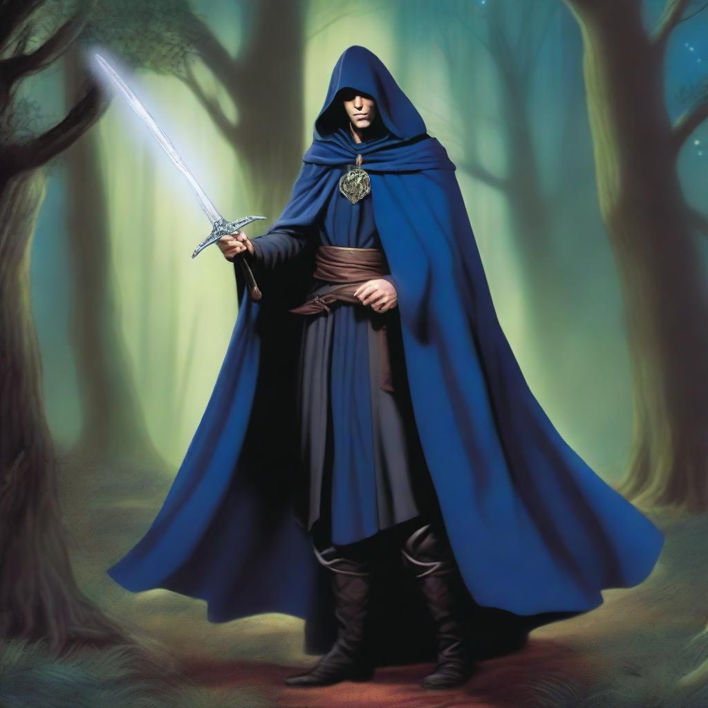 A male Kender from Dragonlance, dressed as a warlock