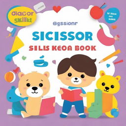 Design a book cover for 'Scissor Skills Activity Book for Kids Ages 3-5: Fun Cutting Practice Learning Pages for Toddlers'