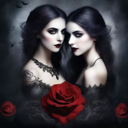 A captivating book cover featuring a vampire rose intertwined with a mysterious girl