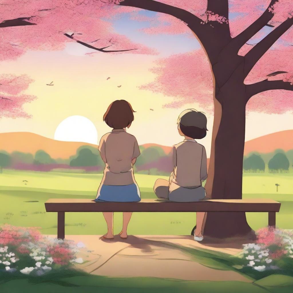 A heartwarming scene depicting two characters experiencing both the joy of meeting and the sadness of parting