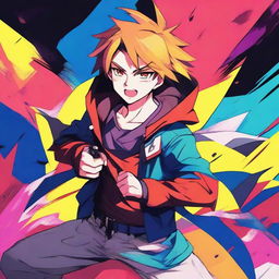 A dynamic and expressive anime-style picture featuring a character with a strong attitude