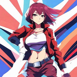 A dynamic and expressive anime-style picture featuring a character with a strong attitude